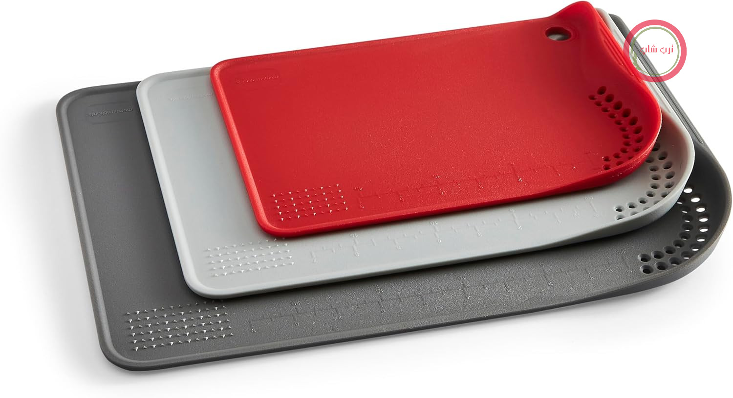 مجموعه تخته برش 3 تکه مورفی ریچاردز انگلستان Morphy Richards کوچک، متوسط، بزرگ، لبه بلند، بدون پاشش، غربال یکپارچه، رنده سیر و زنجبیل، طراحی مقیاسی، ضد لغزش، حلقه آویز