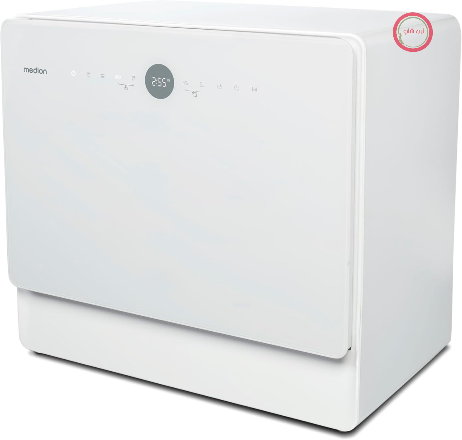 ماشین ظرفشویی کوچک MEDION DWT50 (ماشین ظرفشویی رومیزی، ماشین ظرفشویی، 5 نفره، با اتصال آب کار می‌کند، عمق 35 سانتی‌متر، 7 برنامه شستشو، MD 37775) سفید