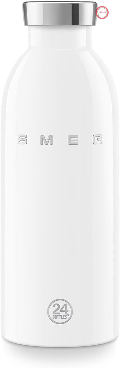 بطری اسمگ مدل Clima سایز 24، 500 میلی‌لیتر، بطری آب عایق‌دار از جنس استیل ضد زنگ مدل WBF01WH، عایق دوجداره و درزگیر هوابندی شده، نوشیدنی‌ها را به مدت 24 ساعت سرد و به مدت 12 ساعت گرم نگه می‌دارد، سفید