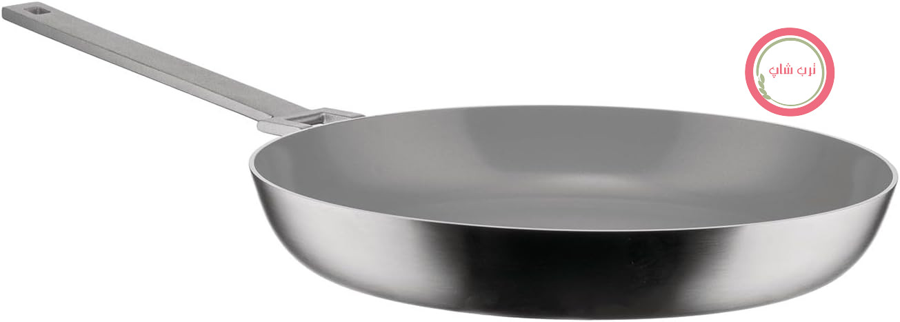 تابه سه لایه Alessi Convivio DC110/28 با دسته بلند، مناسب برای پخت القایی، استیل ضد زنگ و PVD، پوشش داخلی نچسب سرامیکی، 28 سانتی متر، روکش ساتن