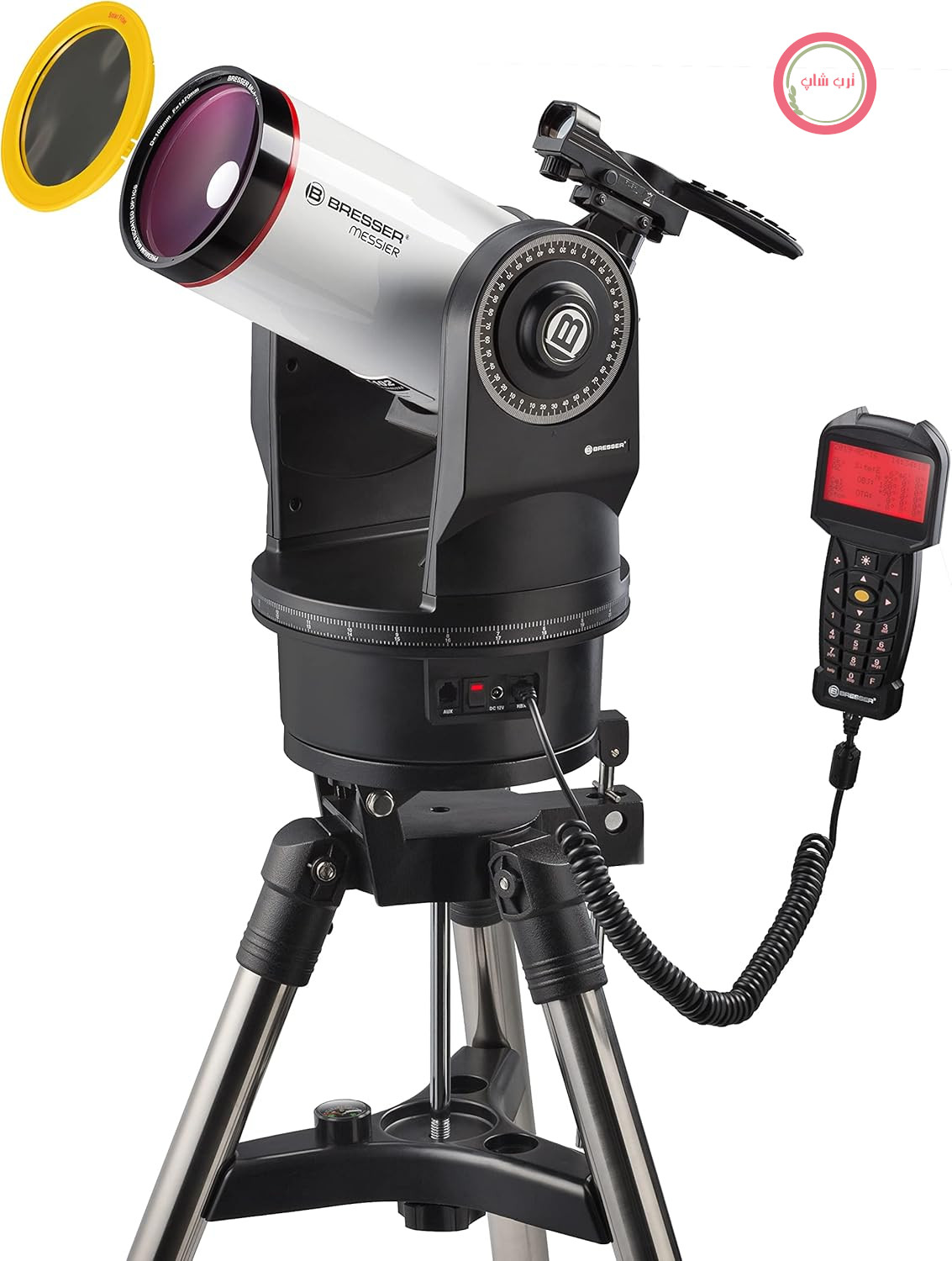 تلسکوپ Bresser Messier MCX-102 با فاصله کانونی ۱۴۷۰ میلی‌متر و تلسکوپ GoTo EQ/AZ با پایه استوایی یا سمتی-ارتفاعی اختیاری به همراه سه‌پایه