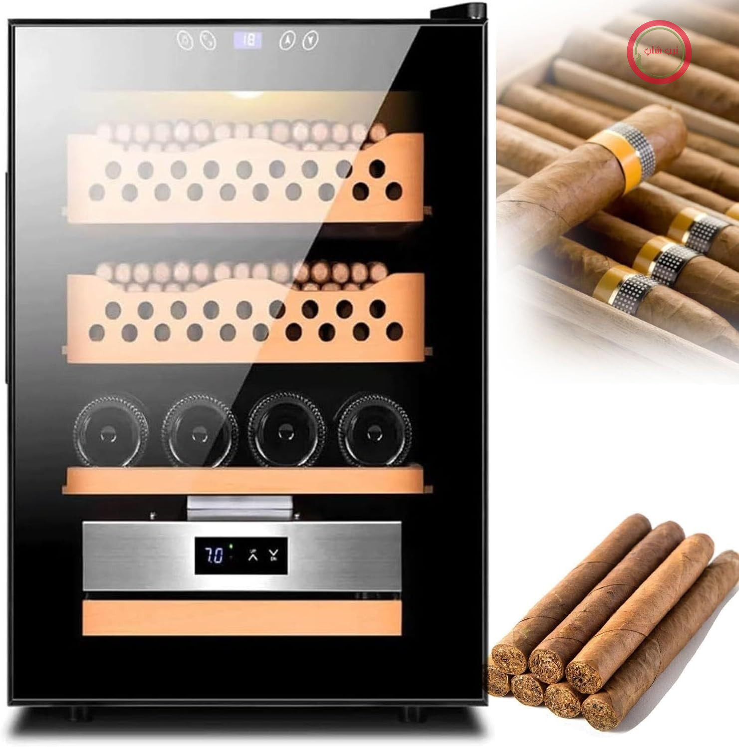 کابینت رطوبت گیر سیگار الکترونیکی با کنترل هوشمند دما و صفحه نمایش لمسی برای نگهداری سیگار