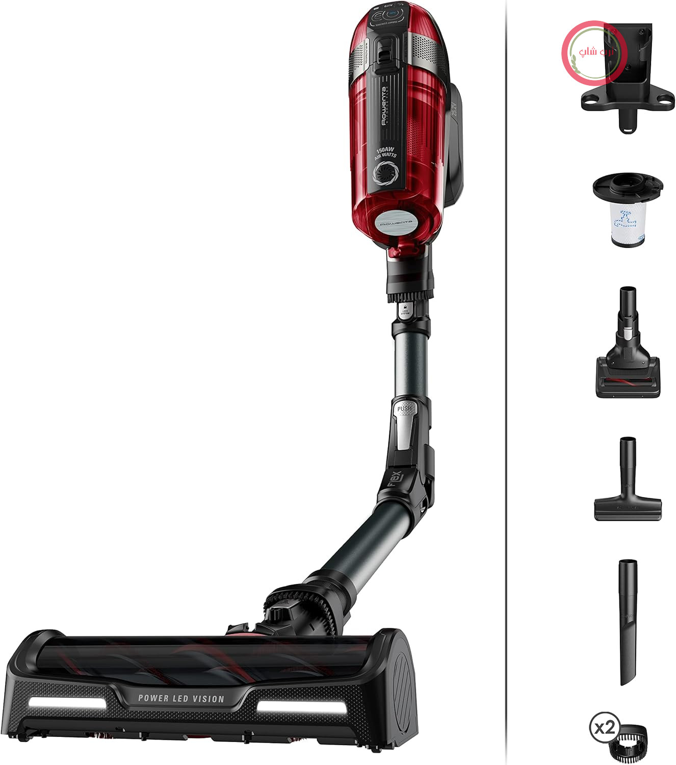 جارو شارژی روونتا آلمان بی‌سیم Rowenta X-Force Flex 12.60 Animal با قابلیت اتصال موی حیوانات خانگی، مفصل انعطاف‌پذیر، تا ۱۵۰ وات برق و ۴۵ دقیقه عمر باتری، RH98A8WO
