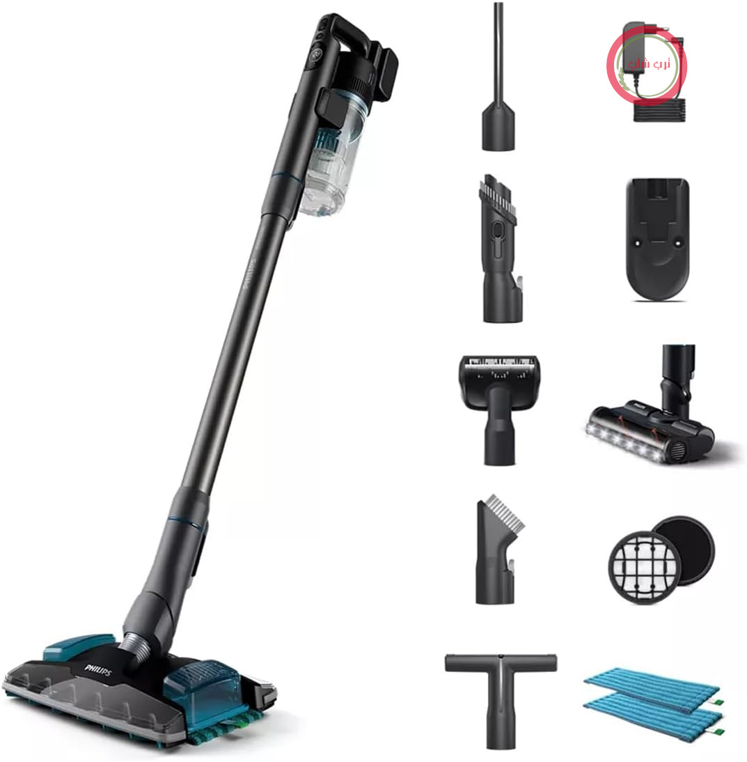 جاروبرقی بی‌سیم فیلیپس XC8057/01 آکوا پلاس سری 8000، تا 80 دقیقه کارکرد، قابلیت استفاده به صورت خشک و مرطوب