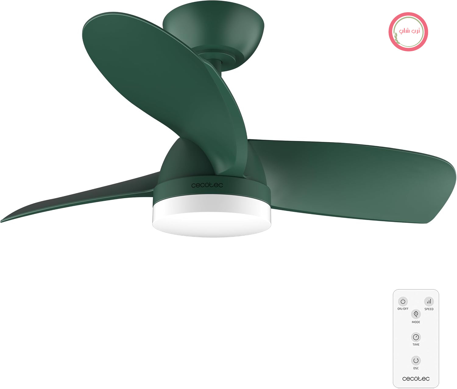 پنکه سقفی چراغ‌دار سکوتک اسپانیا Cecotec Aero 3050 موتور جریان مستقیم DC چراغ LED، کنترل از راه دور سبز