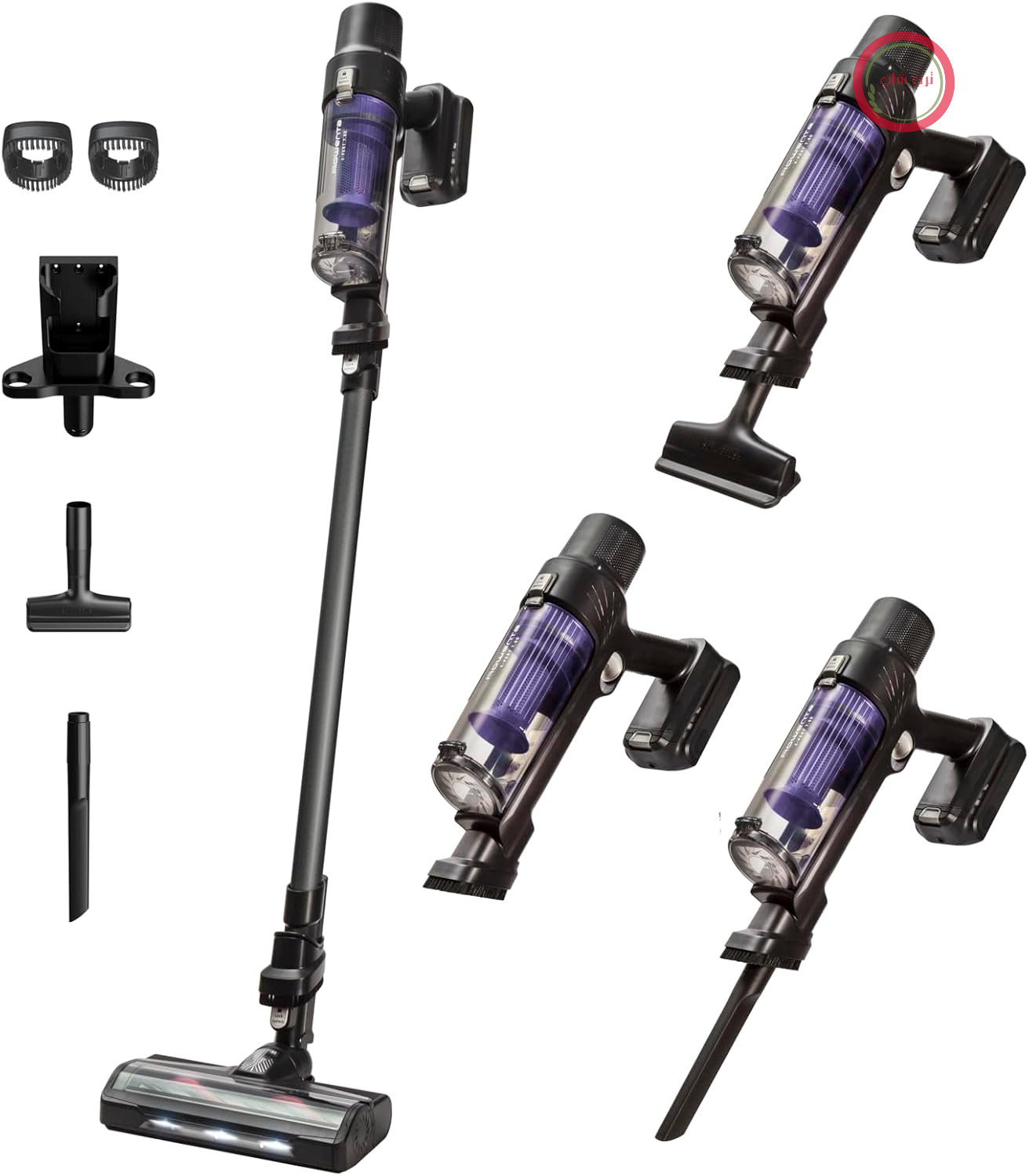 جارو شارژی روونتا آلمان بی‌سیم Rowenta X-PERT 7.60، قدرت مکش ۱۴۰ وات، باتری بادوام، نازل کف LED با کارایی بالا، بسیار سبک با وزن تنها ۱.۲ کیلوگرم در حالت جاروبرقی دستی، بنفش-مشکی، RH6A33WO
