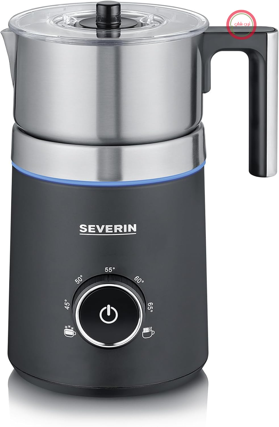 کف شیرساز سورین آلمان SEVERIN SPUMA 700، همزن شیر برقی بدون سوختن، قابل شستشو در ماشین ظرفشویی، استیل ضد زنگ برس خورده/مشکی مات، SM 3586