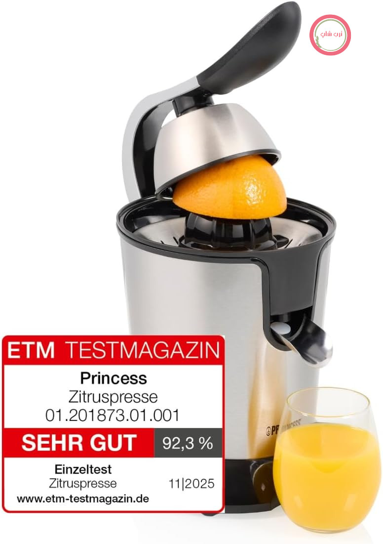 آب مرکبات گیری پرینسس هلند Princess استیل ضد زنگ ۱۰۰۰ وات، ۲ مخروط فشاری، فیلتر تفاله قابل تنظیم، سیستم سرو مستقیم، عملکرد ضد چکه، قطعات قابل شستشو در ماشین ظرفشویی، پایه های ضد لغزش، ۲۰۱۸۷۳