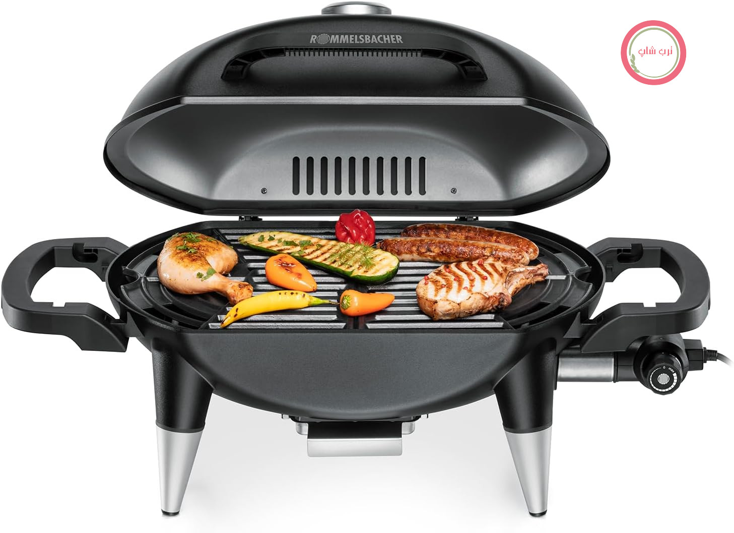 گریل باربیکیو برقی روملزباخر آلمان Rommelsbacher مدل BBQ 4000 با صفحه چدنی و درب لولایی