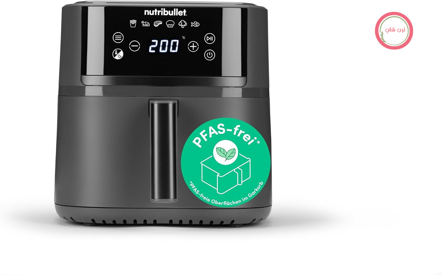 سرخ کن هوای گرم Nutribullet مدل Crisplite NBA0611DG، سرخ کن هوای گرم با ظرفیت 6 لیتر، کنترل دما از 80 تا 200 درجه سانتیگراد، بدون PFAS، 6 برنامه از پیش تعیین شده، کنترل لمسی، قابل شستشو در ماشین ظرفشویی، 1700 وات، مشکی مات