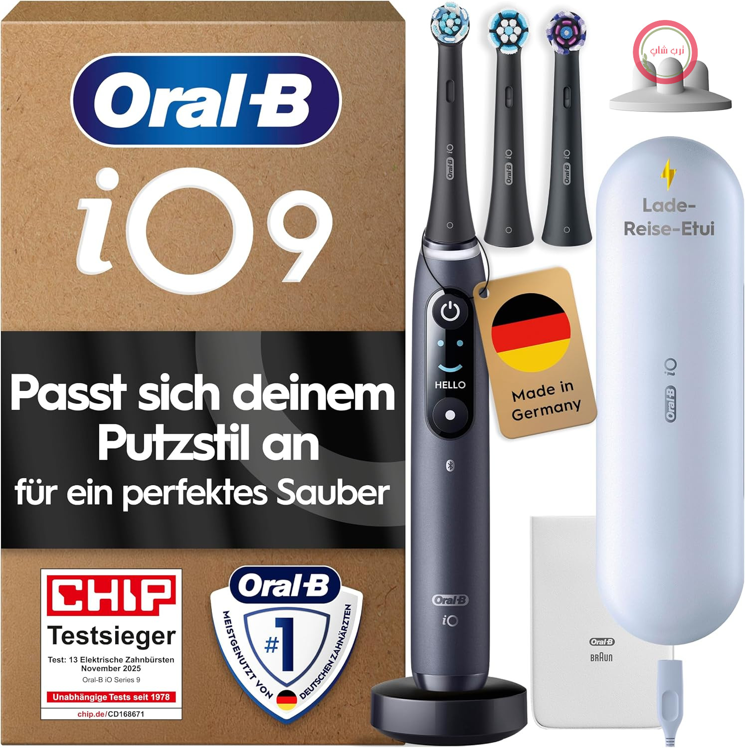 مسواک برقی اورال بی Oral-B iO Series 9، موهای جداگانه، سر برس گرد، باتری قابل شارژ
