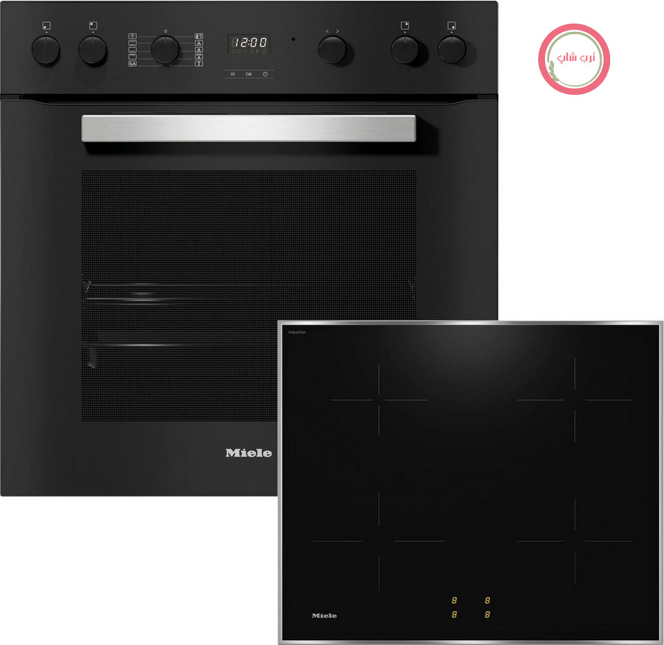 مجموعه اجاق القایی Miele مدل H2459I D OBSW + KM 7061 FR، با قابلیت نصب تلسکوپی، مجموعه اجاق گاز - اجاق گاز با 2 عدد افزونه FlexiClip و اجاق گاز القایی