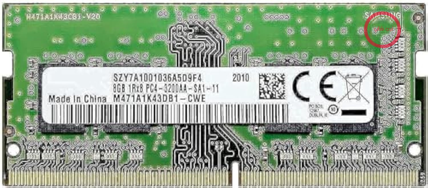 رم نوت بوک 8 گیگابایت DDR4 با فرکانس 3200 مگاهرتز، مدل SODIMM PC4-25600 CL22 1Rx8، ولتاژ 1.2 ولت، 260 پین، مدل SO-DIMM M471A1K43DB1-CWE