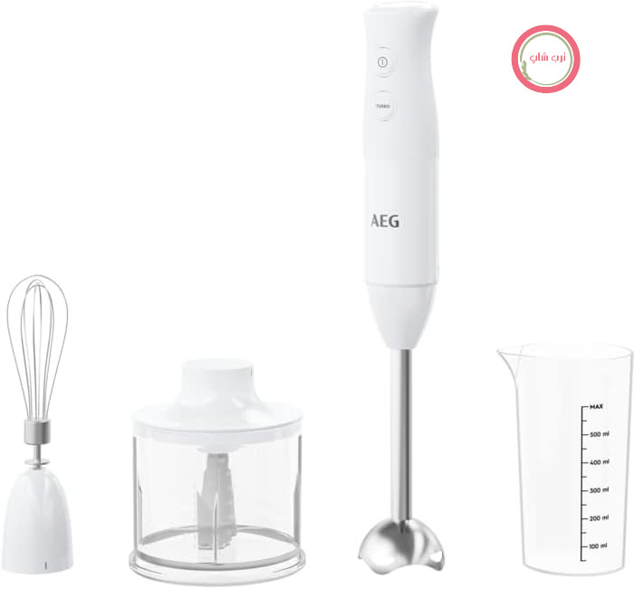 ست مخلوط کن دستی AEG مدل HB4-1-6CW Deli 4 - 600 وات، 220 ولت، استیل ضد زنگ، 2 سرعته، بدون BPA، همزن دستی (مخلوط کن استوانه ای)، همزن