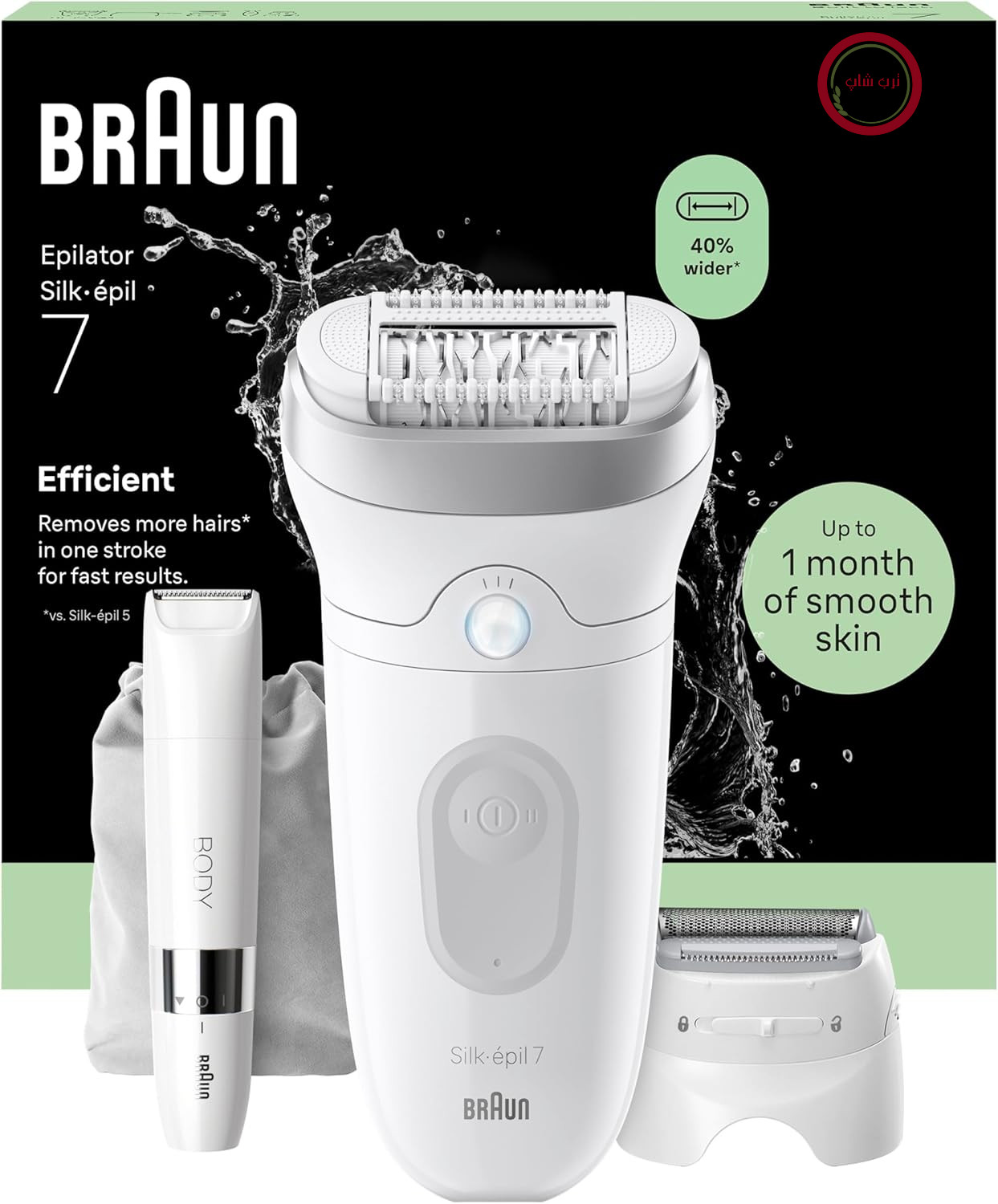 اپیلاتور زنانه Braun Silk-épil 7 Lady Shaver، مدل 7-441، نقره‌ای | سر پهن برای رفع آسان موهای زائد، قابل استفاده به صورت خشک و مرطوب، پوستی صاف و ماندگار، شامل 1 تیغ اضافی و یک تیغ کوچک
