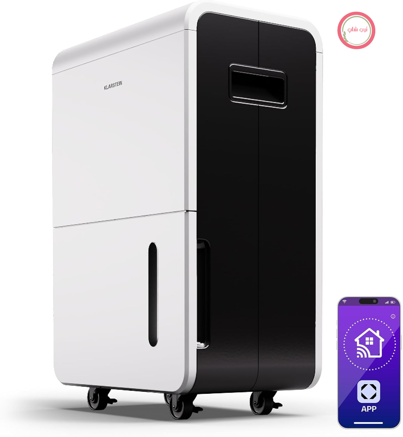 رطوبت‌گیر Klarstein DryFy Grand Smart 70 لیتری - 70 لیتر در روز، کنترل از طریق اپلیکیشن WiFi، مخزن 8 لیتری، تایمر 24 ساعته، رطوبت‌گیر خودکار، رطوبت‌گیر برقی برای اتاق‌های 60 تا 90 متر مربع، سفید