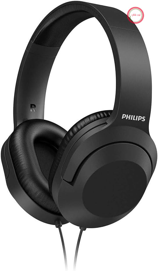 هدفون استریو روی گوشی Philips Audio TAH2005BK/00 با کابل (کابل 2 متری، درایورهای نئودیمیوم 40 میلی‌متری، ایزولاسیون نویز غیرفعال، هدبند قابل تنظیم، سبک) مشکی، تک سایز