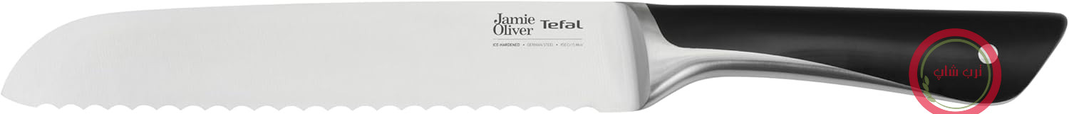 چاقوی نان Tefal Jamie Oliver 20 سانتی متر، عملکرد برش بالا، طراحی متمایز، تیغه های بادوام و ماندگار، چاقوی آشپزخانه از جنس استیل ضد زنگ، مشکی، K26703