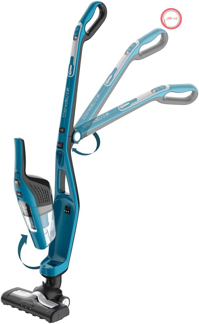 جارو شارژی روونتا آلمان بی‌سیم Rowenta Dual Force 2 در 1 و جاروبرقی دستی، بدون کیسه، چراغ‌های LED، سبک، دسته تاشو، باتری لیتیوم-یونی با عمر طولانی، مناسب برای همه سطوح، فناوری سیکلون، RH6751WO