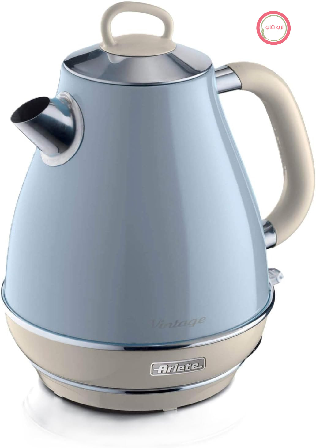 کتری برقی قدیمی Ariete مدل 2869، با قابلیت مشاهده سطح آب، پایه بی‌سیم 360 درجه، خاموش شدن خودکار، دم‌آور چای، ظرفیت 1.7 لیتر، استیل ضد زنگ، 2000 وات، آبی