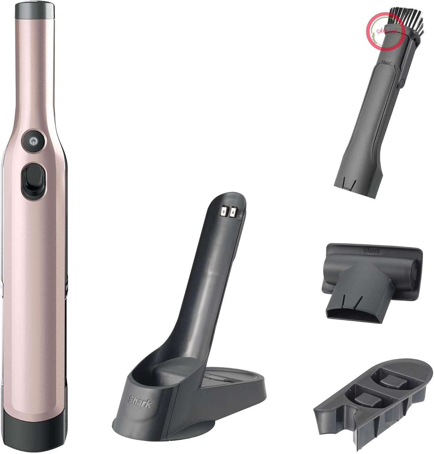 جارو شارژی دستی بی‌سیم شارک آمریکا Shark WandVac با پایه شارژ، گیره موی حیوانات خانگی، ابزار تمیز کردن درزها، صورتی WV201EUPK