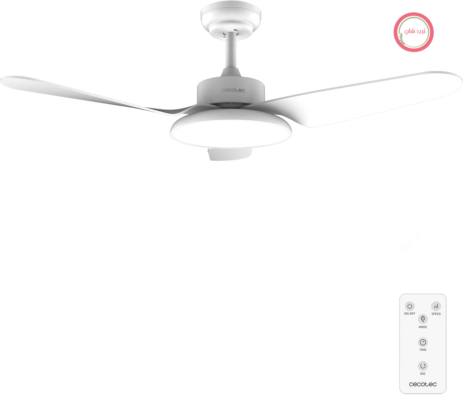پنکه سقفی چراغ‌دار سکوتک اسپانیا Cecotec Aero 5240، قطر ۱۰۹سانت،چراغ LED کنترل از راه دور،چرخش در جهت تابستان و زمستان سفید