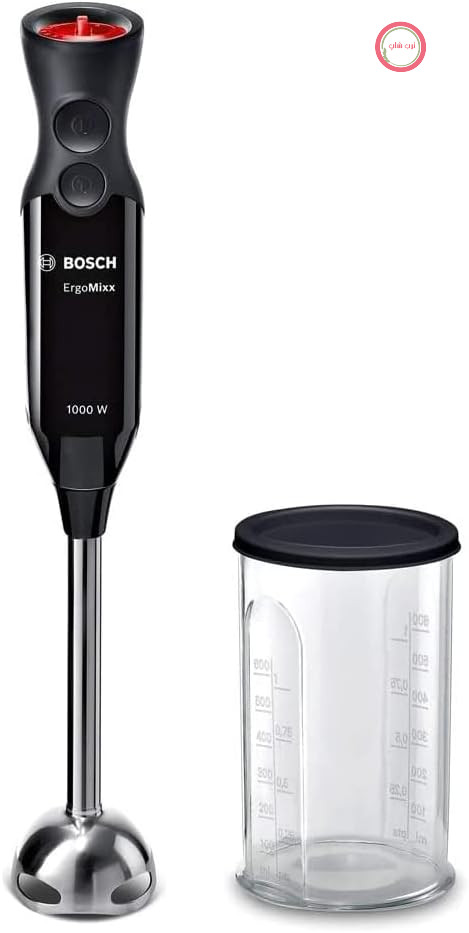 همزن دستی Bosch ErgoMixx MS6CB6110، پایه مخلوط کن از جنس استیل ضد زنگ، ظرف مخلوط کن و پیمانه، چاقوی 4 تیغه، محفظه سبک، 12 سرعته به علاوه عملکرد توربو، تمیز کردن آسان، 1000 وات، مشکی/آنتراسیت