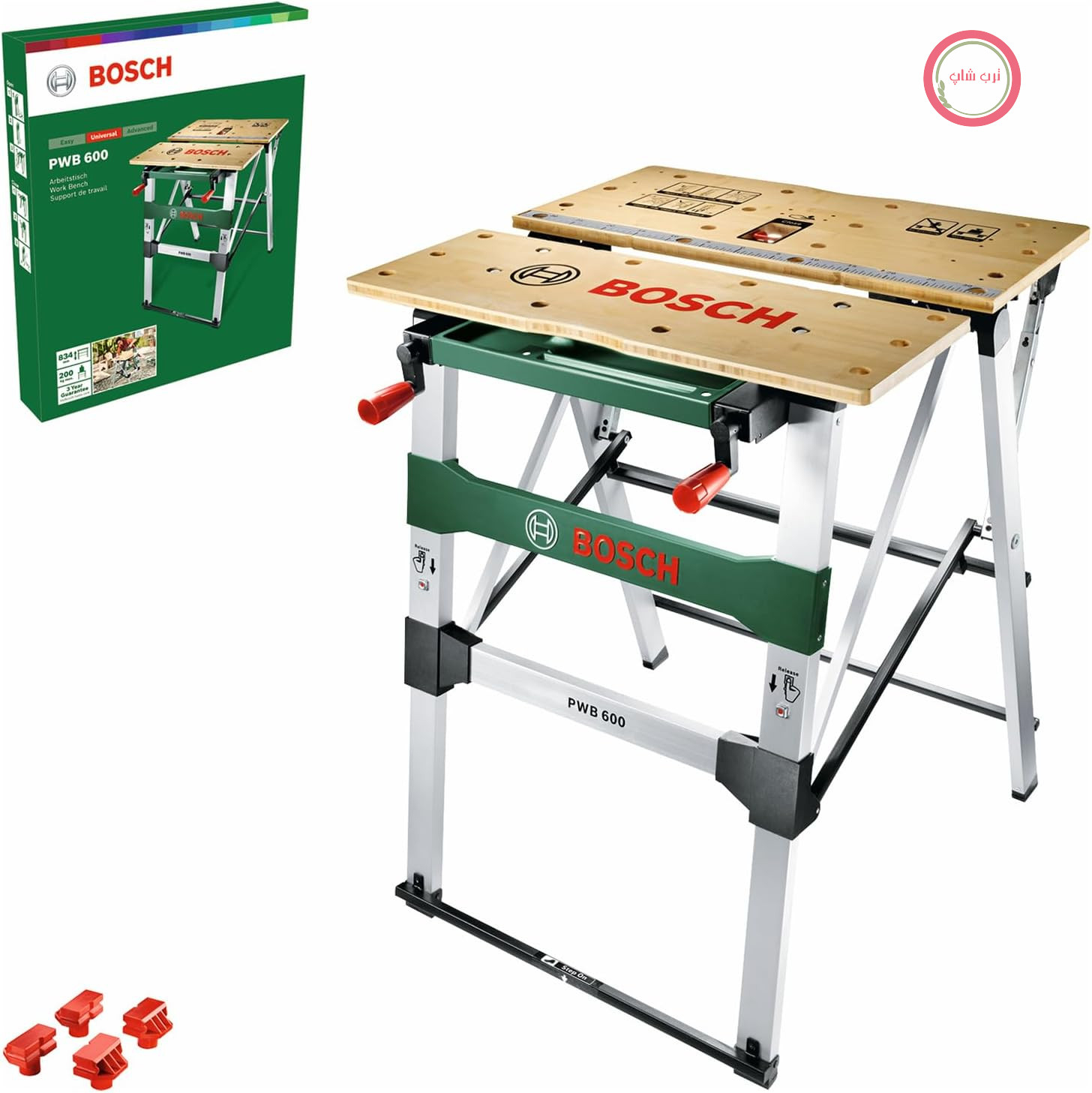 میز کار نجاری بوش آلمان Bosch مدل PWB 600 (4 فک گیره، جعبه، حداکثر ظرفیت بار: 200 کیلوگرم)