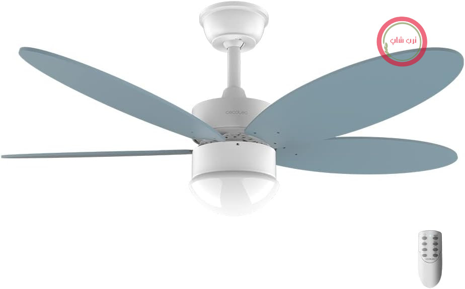 پنکه سقفی چراغ‌دار سکوتک اسپانیا Cecotec Aero 4260 موتور DC دارای ۵ پره دوطرفه، چراغ LED با ۳ رنگ نور، کنترل از راه دور آبی
