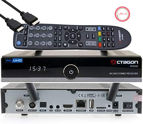 گیرنده ترکیبی OCTAGON SF8008 4K UHD HDR، 1 عدد DVB-S2X، 1 عدد DVB-C/DVB-T2، ماهواره و زمین، Enigma2 Linux، HDMI، وای فای دوگانه