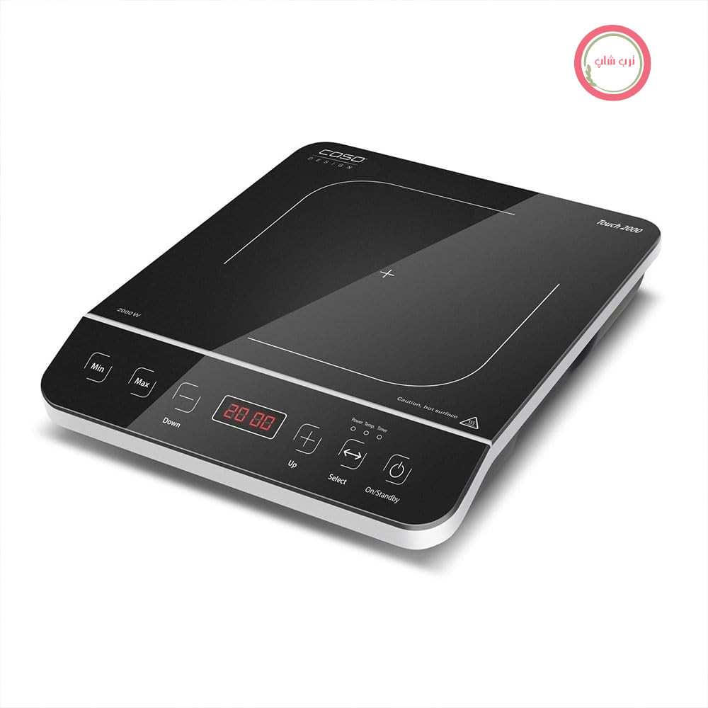 اجاق برقی تک شعله کاسو آلمان CASO Touch 2000، 2000 وات، تشخیص خودکار قابلمه، 10 سطح دما، 10 سطح
