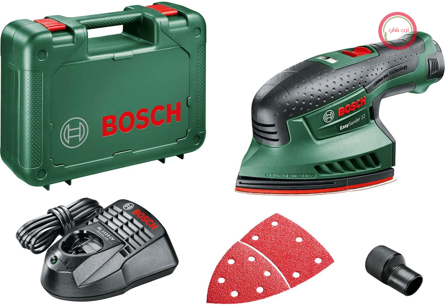 سنباده زن چندکاره شارژی بوش آلمان Bosch مدل EasySander 12 مخصوص خانه و باغ ۱ باتری، سیستم ۱۲ ولت