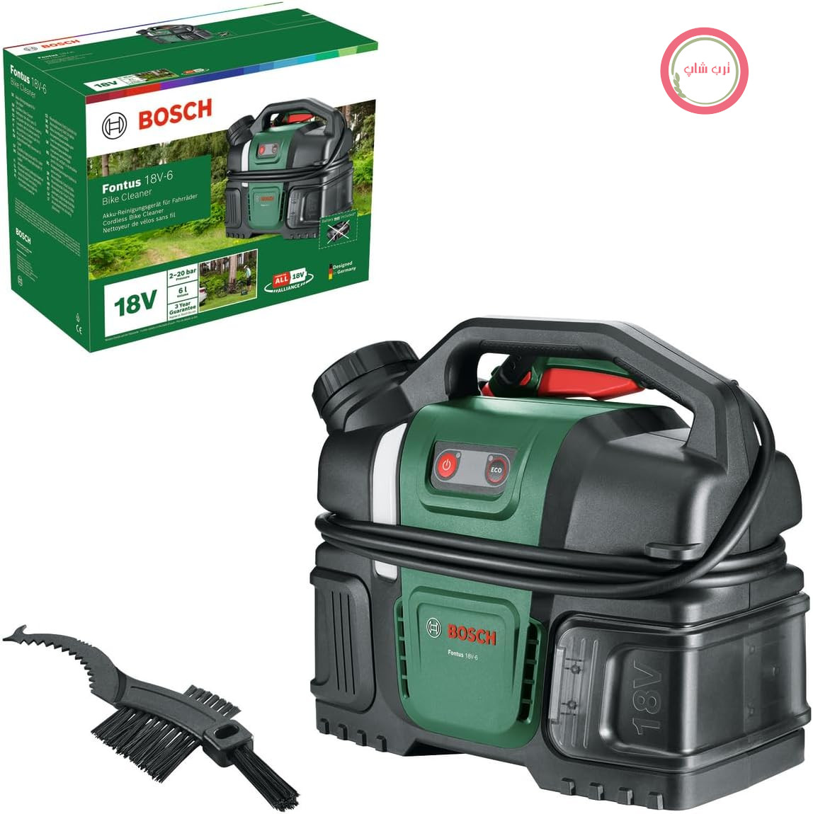 کارواش فشار قوی باتری‌دار بوش آلمان Bosch Fontus 18V - 6 برای دوچرخه (سیار، مینی، مخزن آب ۶ لیتری
