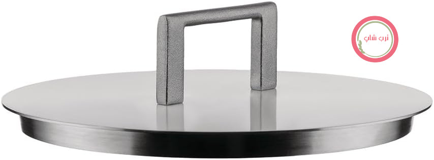 درب طرح‌دار Alessi Convivio DC200/16، استیل ضد زنگ 18/10، با دستگیره استیل و پوشش PVD، 16 سانتی‌متر، روکش ساتن