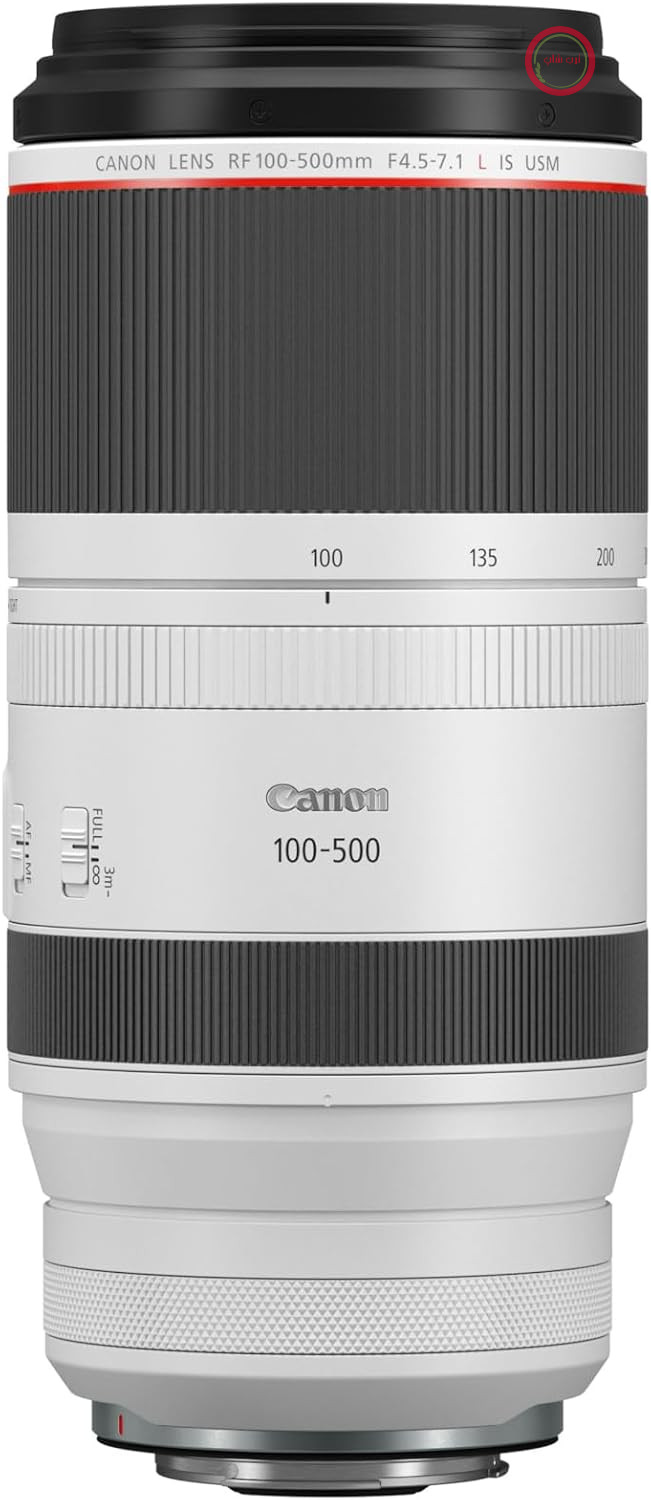 لنز دوربین کانن ژاپن  RF 100-500mm F4.5-7.1L از نوع USM است (لنز سوپر تله‌فوتو برای سری EOS R، لرزشگیر اپتیکال ۵ استاپ، درایو فوکوس خودکار Dual Nano USM، وزن ۱۵۲۵ گرم، ابعاد کوچک)، خاکستری روشن