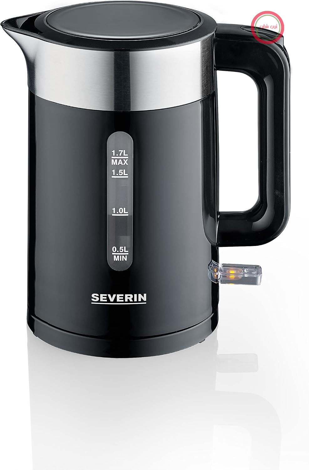 کتری برقی سورین آلمان SEVERIN، کاربردی، کتری بی‌سیم با قابلیت استفاده با یک دست و ظرفیت ۱.۷ لیتر، استیل ضد زنگ برس خورده - مشکی، لوازم آشپزخانه WK 9265