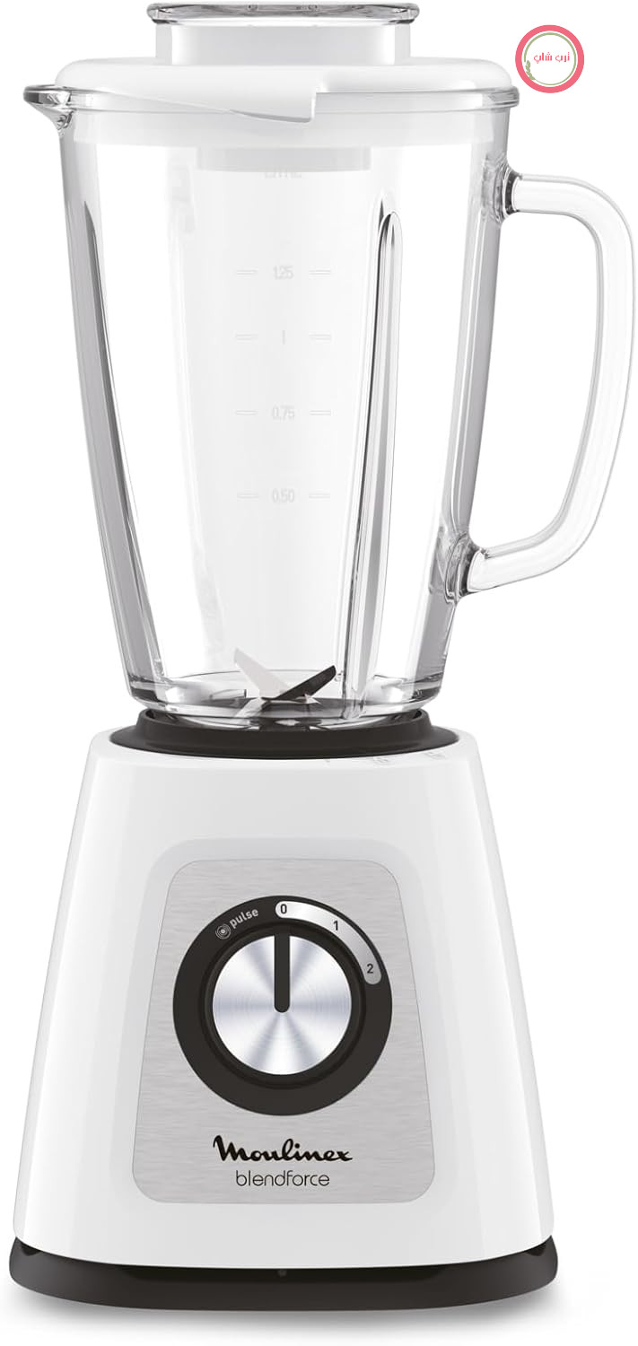 مخلوط کن Moulinex Blendforce Cristal LM430110 با پارچ شیشه ای، 800 وات، 4 تیغه با خردکن یخ، 3 سرعته، تمیز کردن آسان و پارچ شیشه ای 1.75 لیتری مقاوم در برابر حرارت