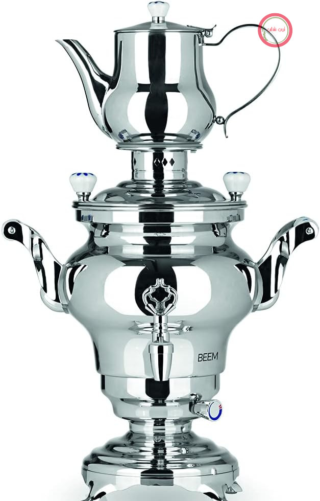 سماور BEEM 06127 اودسا III، استیل ضد زنگ، 3 لیتر، آماده سازی چای سنتی، 2 کویل گرمایشی، کم مصرف، 53 x 34 x 25 سانتی متر، نقره ای