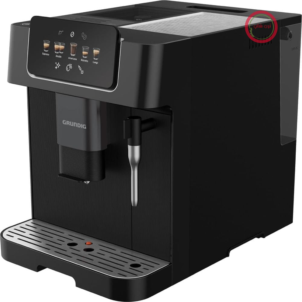 گروندیگ - دستگاه قهوه ساز تمام اتوماتیک KVA 6230 - فشار پمپ 19 بار - آسیاب استیل ضد زنگ 13 عددی - کف ساز شیر - مخزن آب 2 لیتری - گرمکن فنجان - دهانه دوتایی - مشکی/نقره ای - مقاوم