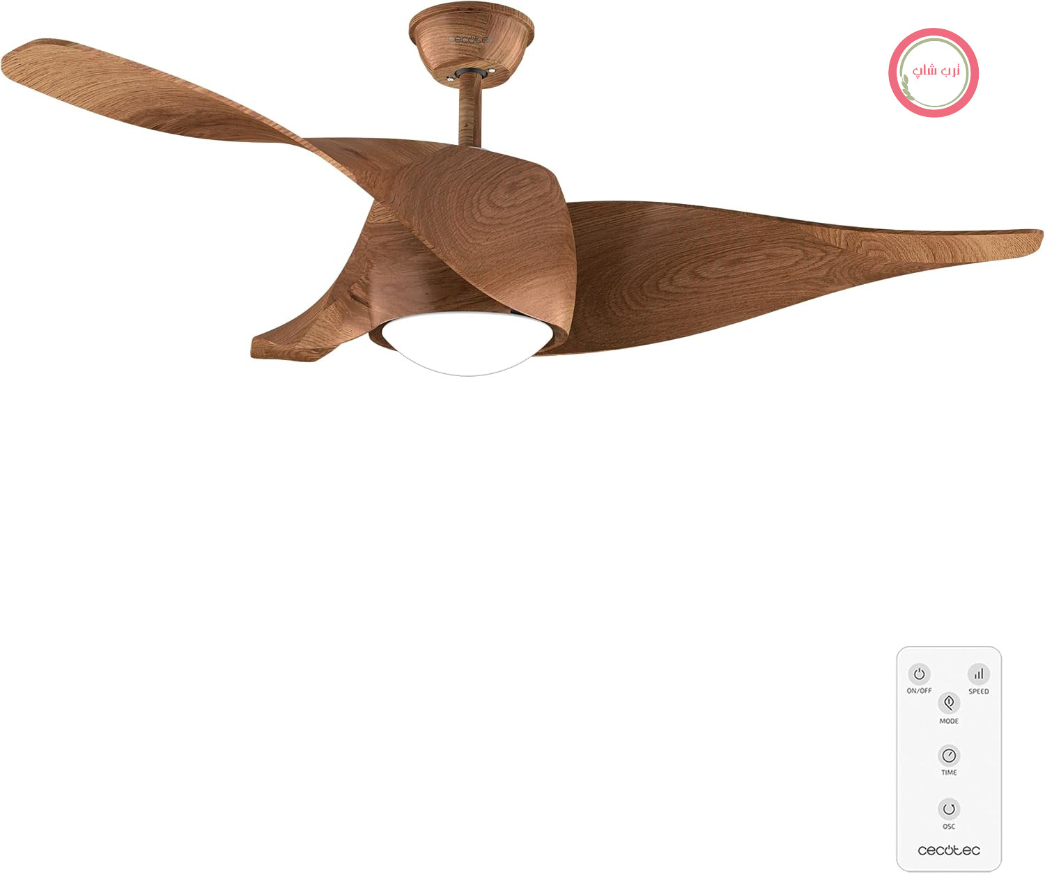 پنکه سقفی چراغ‌دار سکوتک اسپانیا Cecotec Aero 5290 موتور DC دارای چراغ LED و ۳ رنگ نور، کنترل از راه دور، طرح چوب تیره