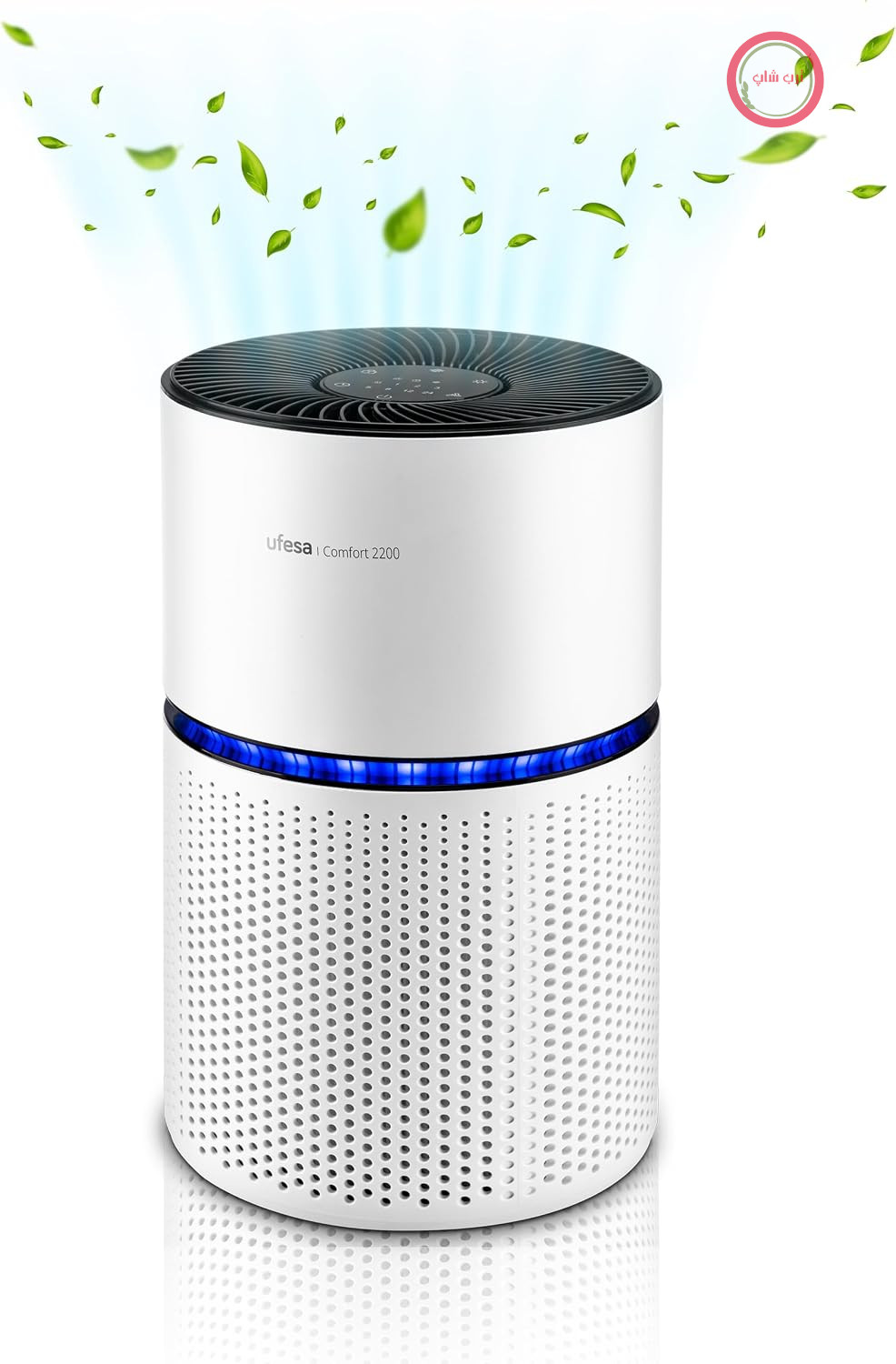 دستگاه تصفیه هوای یوفسا اسپانیا Ufesa Comfort Air 2200 با فیلتر HEPA سه لایه و نرخ تصفیه هوای CADR 220 متر مکعب در ساعت، پوشش ≤90 متر مربع، 4 سرعته، بی‌صدا ≤55 دسی‌بل، تایمر 5-24 ساعته، رنگ سفید.