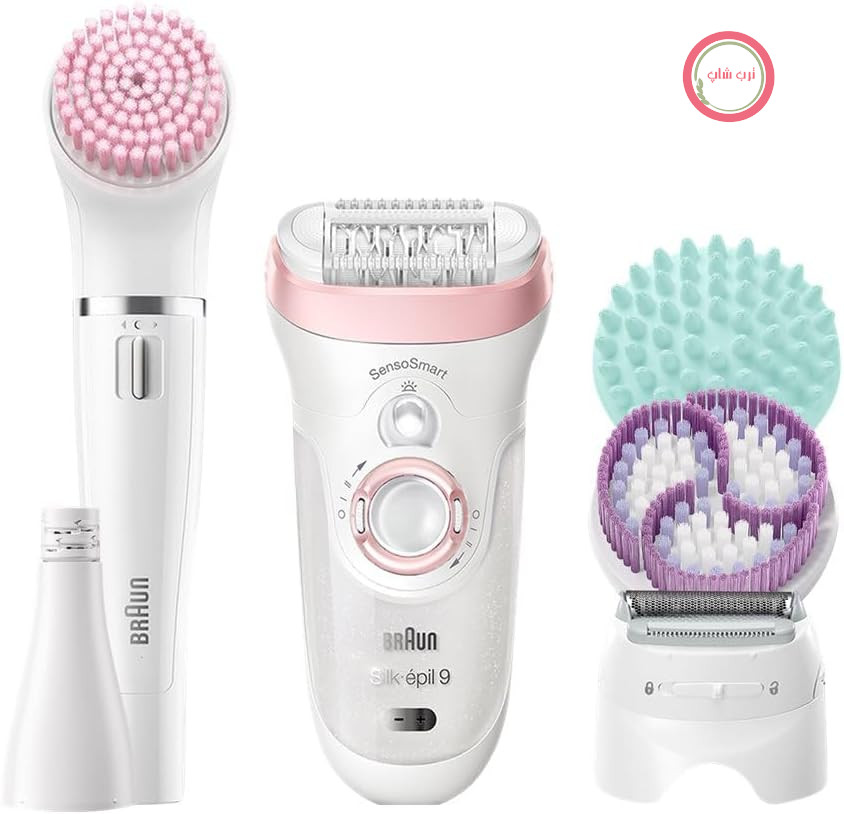 مجموعه زیبایی Braun Silk-épil 9 Deluxe اپیلاتور 7 در 1 زنانه / موبر، موبر صورت Facespa، اصلاح، لایه بردار، کیت پاک کننده صورت و بدن، 9-985، سفید/صورتی