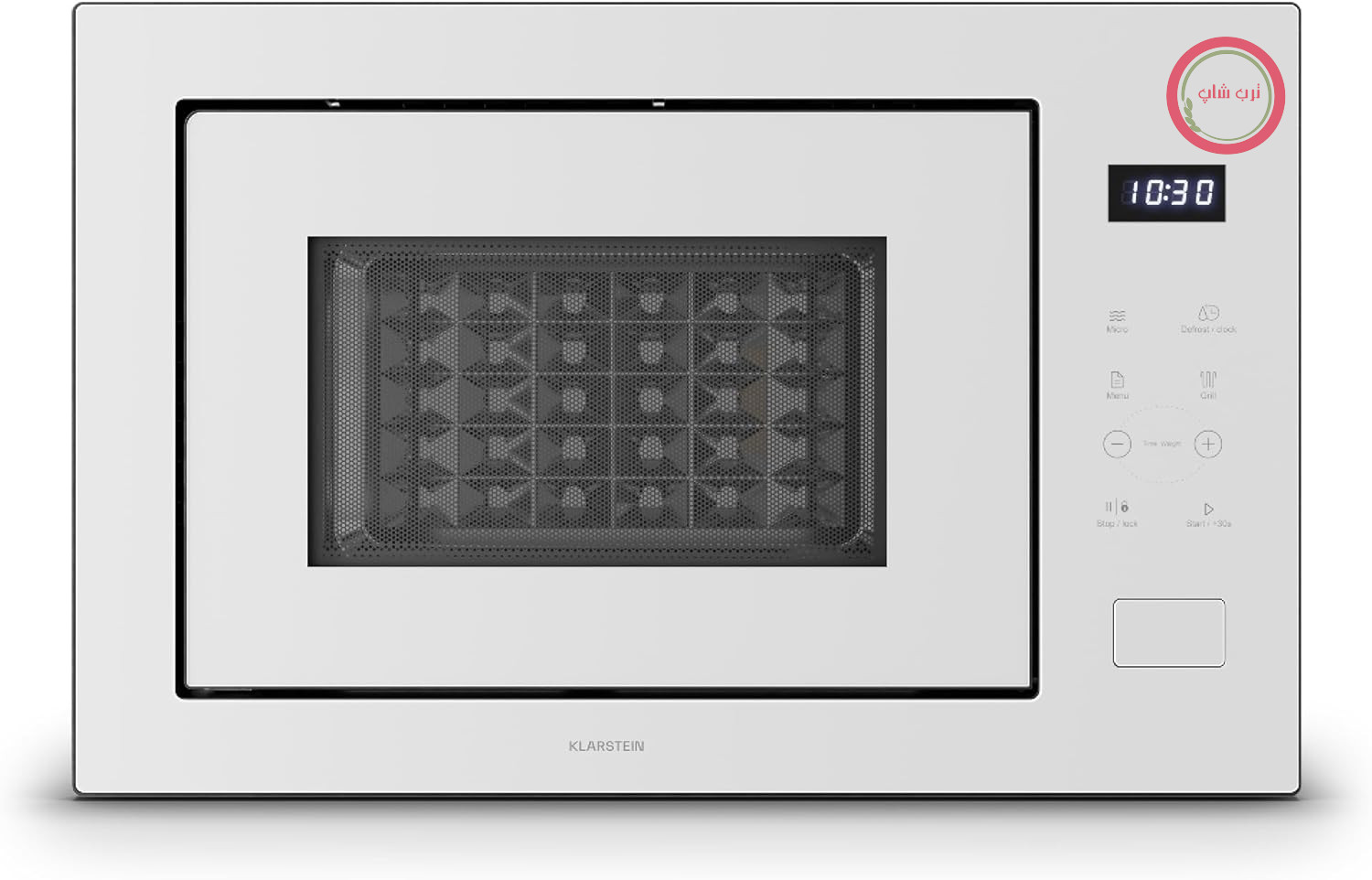مایکروویو توکار Klarstein Velaire مدل 60 سانتی‌متر با گریل – 25 لیتر، مایکروویو 850 وات و گریل 1200 وات، 8 برنامه، کنترل لمسی، استیل ضد زنگ، تایمر، مایکروویو توکار، سفید