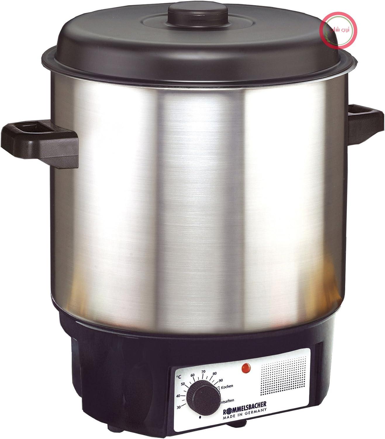 دستگاه پخت و پز/نگهدارنده Rommelsbacher KA 2000/E - 27 لیتر/برای 14 شیشه 1 لیتری، کنترل دمای متغیر مداوم، عملکرد آبمیوه گیری، محافظت در برابر گرمای بیش از حد، قفسه داخلی، 1800 وات، استیل ضد زنگ/مشکی