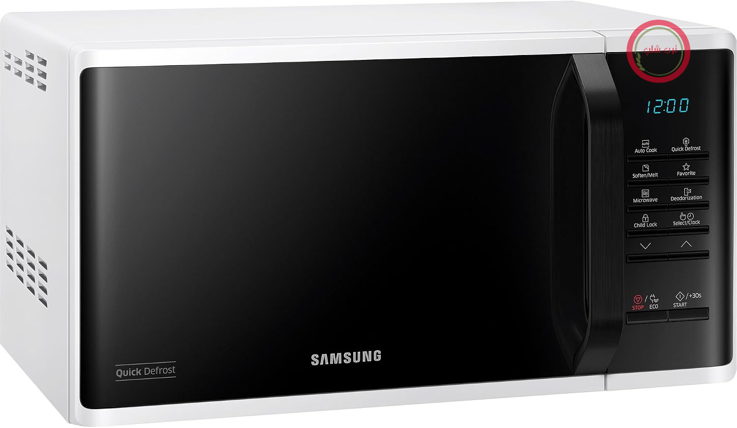 مایکروویو سامسونگ Samsung مدل MS23K3513AW/EG / 800 وات / ظرفیت 23 لیتر / عرض 48.9 سانتی‌متر / یخ‌زدایی سریع / 29 برنامه خودکار / سفید