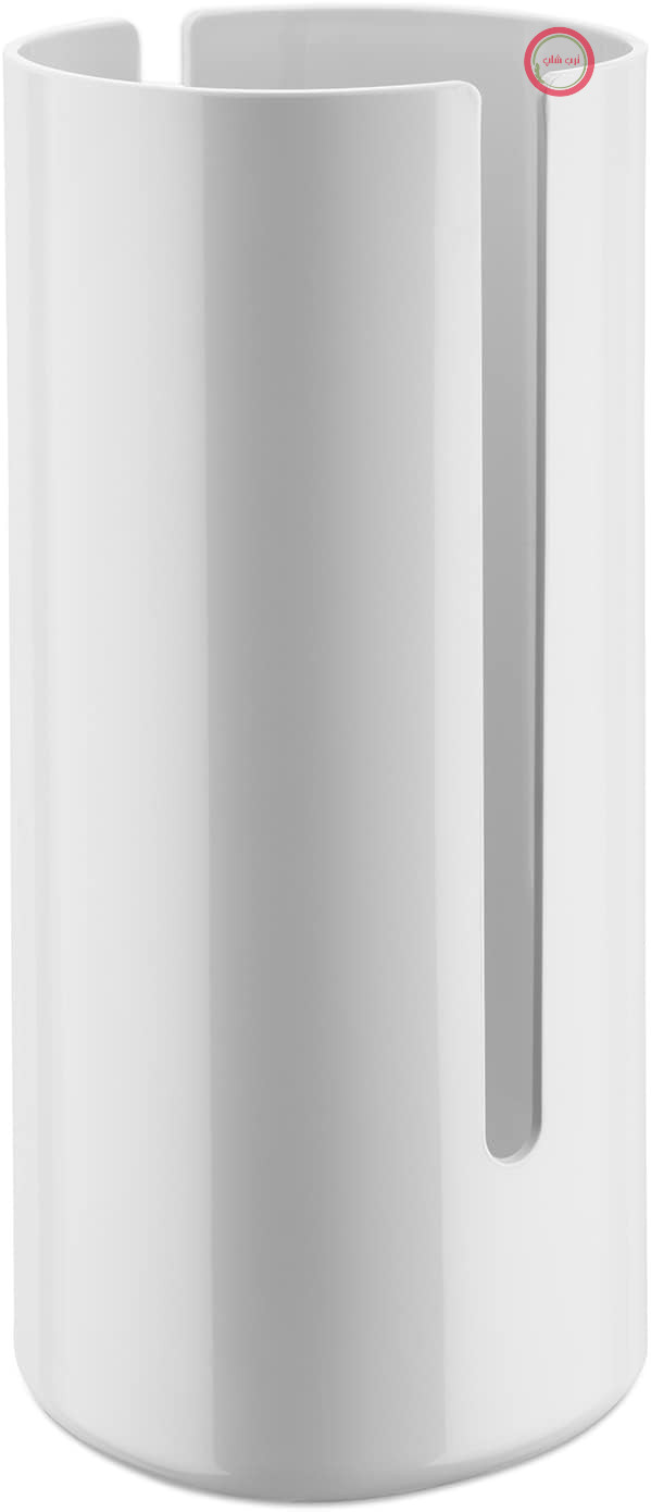 جا دستمال توالت طرح‌دار Alessi Birillo PL18 W ساخته شده از رزین ترموپلاستیک و PMMA، سفید، طول ۱۵ سانتی‌متر، عرض ۱۵ سانتی‌متر، ارتفاع ۳۱ سانتی‌متر