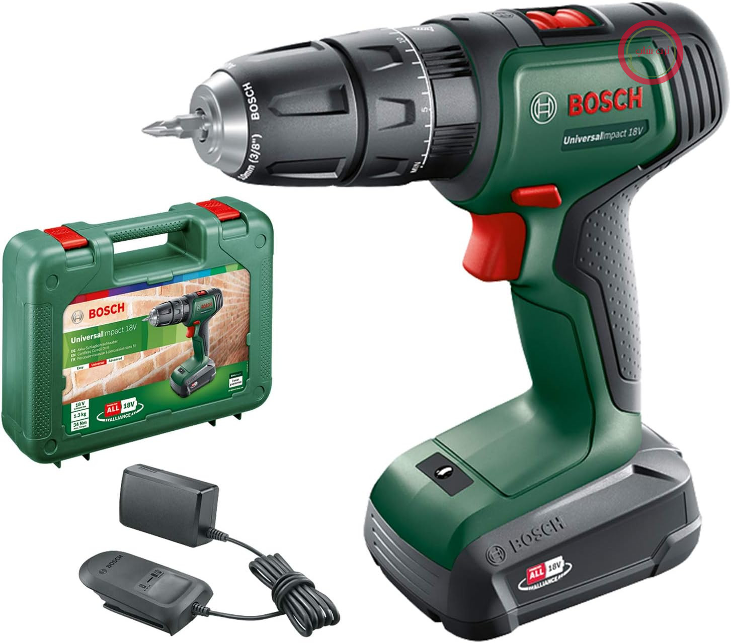دریل ضربه‌ای بی‌سیم بوش آلمان Bosch خانه و باغ، یونیورسال ایمپکت ۱۸ ولت (۱ باتری، سیستم ۱۸ ولت