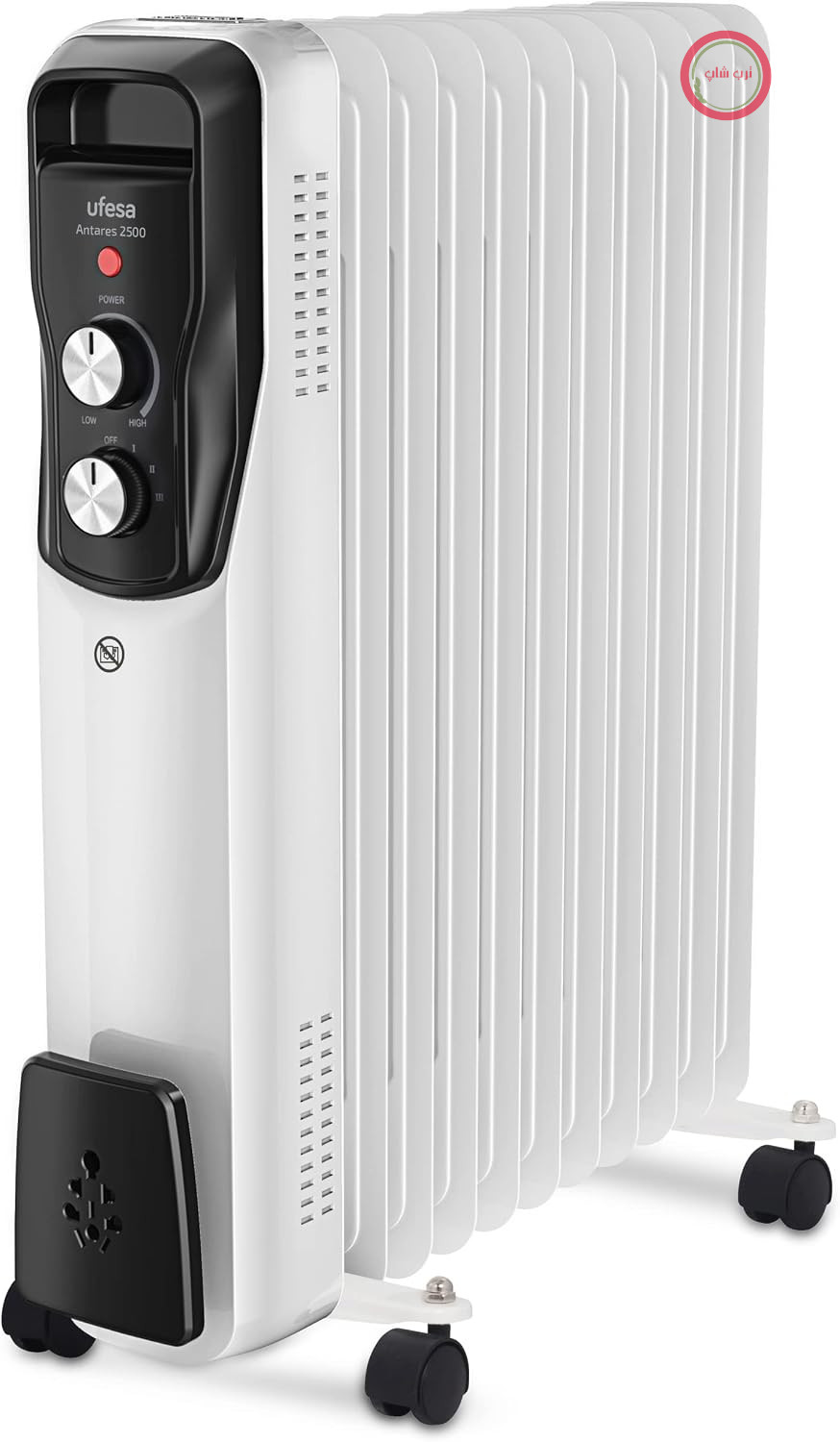 رادیاتور برقی روغنی یوفسا اسپانیا Ufesa Antares 2500، 2500 وات، 11 المنت، ترموستات قابل تنظیم، دسته و چرخ برای حمل، رادیاتور برقی کم مصرف، سفید