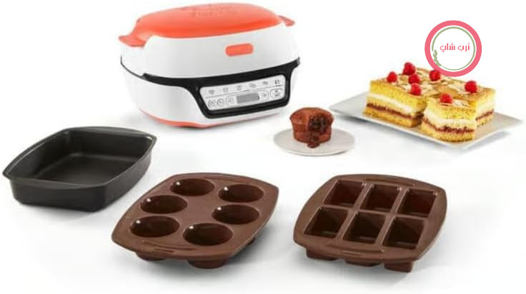 دستگاه کیک ساز تفال مدل Tutti Frutti KD801510، 1100 وات، 5 برنامه اتوماتیک + حالت دستی، شامل 3 قالب، سفید/مرجانی، پخت بدون پیش گرم کردن