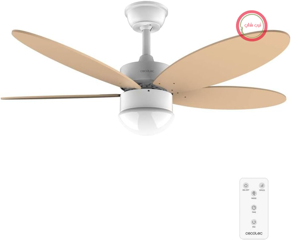پنکه سقفی چراغ‌دار سکوتک اسپانیا Cecotec Aero 4260 موتور DC دارای ۵ پره دوطرفه، چراغ LED با ۳ رنگ نور، کنترل از راه دور نارنجی